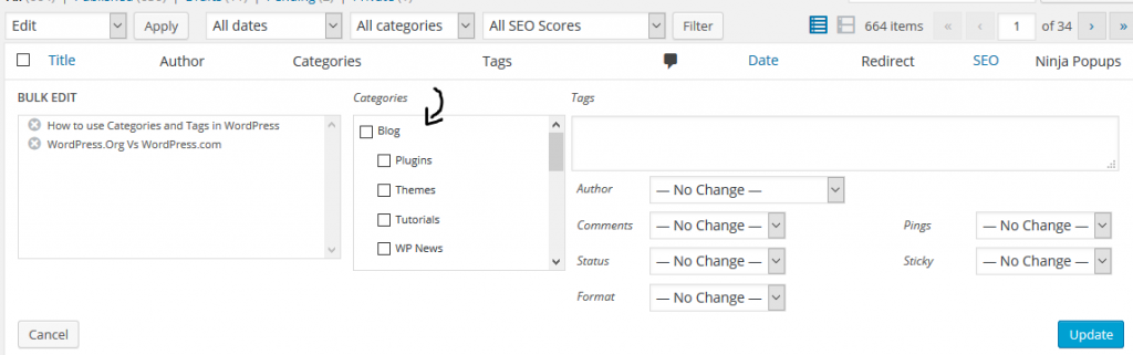 How to add categories and tags in bulk